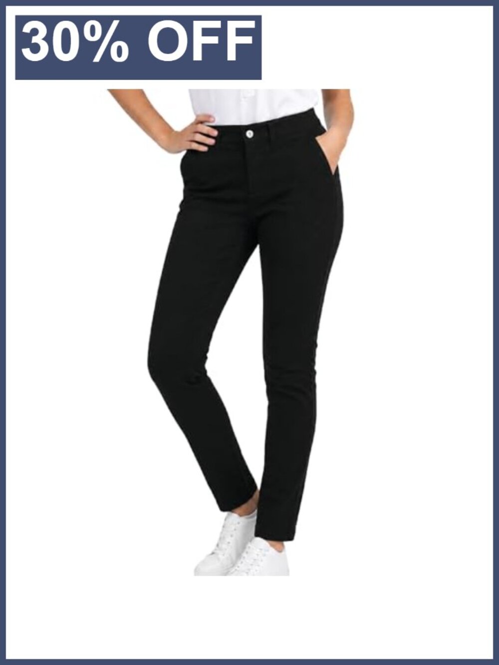 Stretch Twill Mid Rise Straight Skinny Uniform Work Pants Business Casual